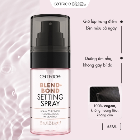 Xịt khóa mờ mịn cấp ẩm tự nhiên Catrice Blend + Bond Setting Spray 55ml