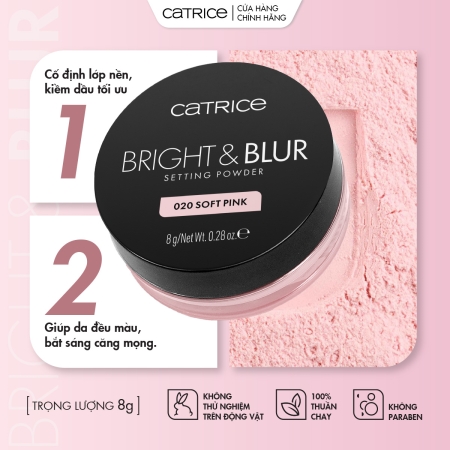 Phấn phủ mỏng nhẹ căng bóng nâng tone Catrice Bright&Blur Setting Powder 8g