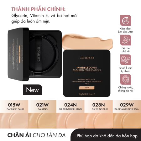 Phấn nước chống nắng Catrice Invisible Cover Cushion Foundation