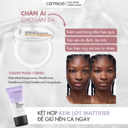Phấn phủ dạng gel kiềm dầu làm mờ lỗ chân lông Catrice Magic Shine Eraser Gel To Powder 10g