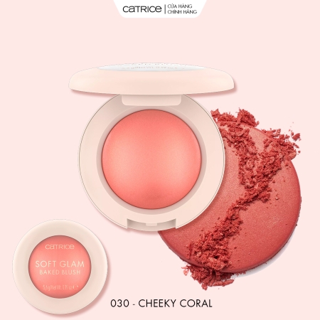 Phấn má hồng bắt sáng thuần chay Catrice Soft Glam Baked Blush 5,6g