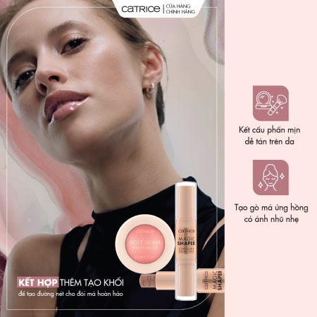 Phấn má hồng bắt sáng thuần chay Catrice Soft Glam Baked Blush 5,6g