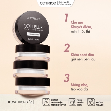 Phấn phủ mỏng nhẹ kiềm dầu Catrice Soft Blur Matte Setting Powder 8g