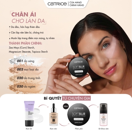 Phấn phủ mỏng nhẹ kiềm dầu Catrice Soft Blur Matte Setting Powder 8g